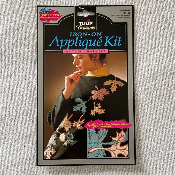 Vintage 1990s Tulip Treasures Autumn Harvest Iron On Applique Kit No. LT03 - Picture 1 of 5